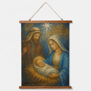 Geburtsfenstermosaik   Heilige Familie  Wandteppich Mit Holzrahmen