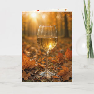Geburtsglas im Herbst mit Ahornblättern Karte