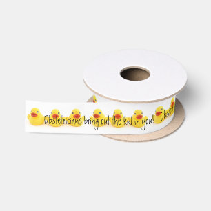 Geburtshelfer und gelbe Gummienten Satinband