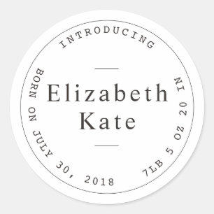 Geburtshinweis Einfache Briefmarke Design Sticker