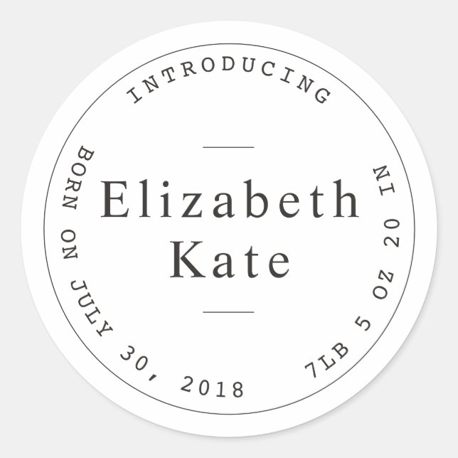Geburtshinweis Einfache Briefmarke Design Sticker (Vorderseite)