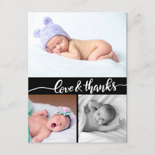 Geburtshinweis Liebe und Dank  Baby-Foto Ankündigungspostkarte