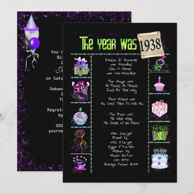 Geburtsjahr 1938 Einladung (Vorne/Hinten)
