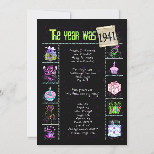 Geburtsjahr 1941 Einladung (Vorderseite)