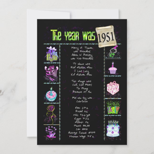 Geburtsjahr 1951 Einladung (Vorderseite)