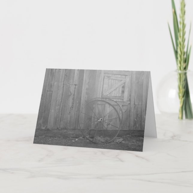 Geburtskarte "Black & White Wagon Wheel" Karte (Vorderseite)