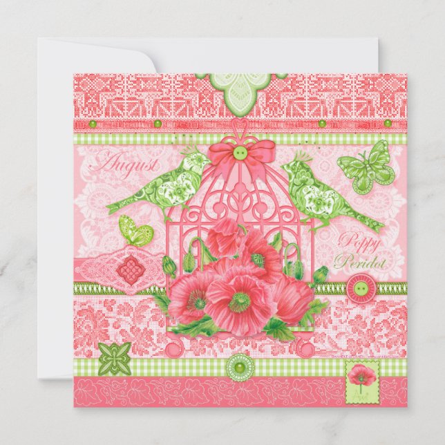 Geburtskarte der Blume und der August-Geburtskarte Einladung (Vorderseite)