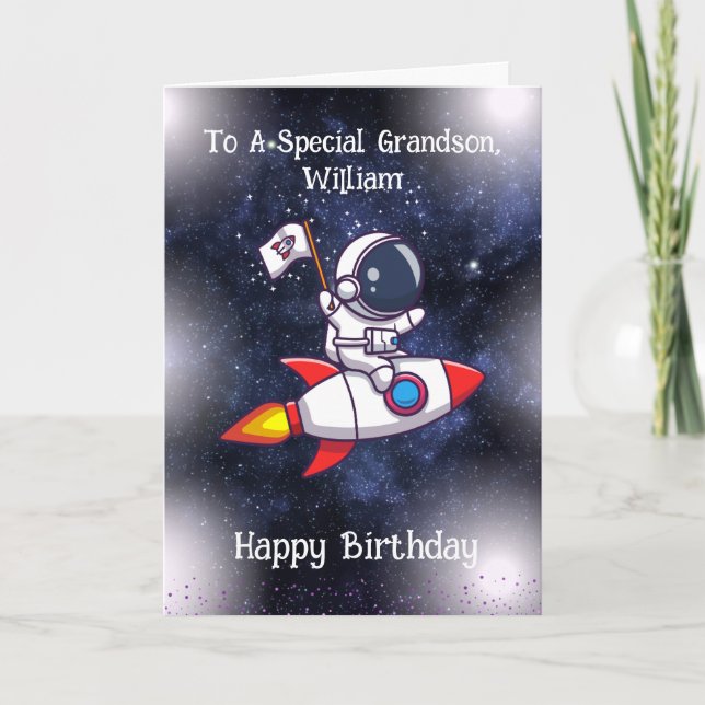 Geburtskarte des Astronauten, bearbeitbarer Text/N Karte (Vorderseite)