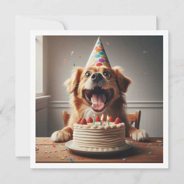 Geburtskarte des Hundes, Party des Hundes, Geburts Einladung (Vorderseite)