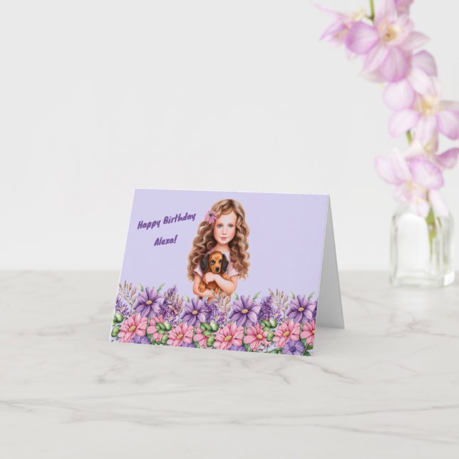 Geburtskarte des Mädchens Personalisierter Name Karte (Orchidee)