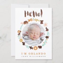 Geburtskarte für Baby - Landtiere Ankündigung