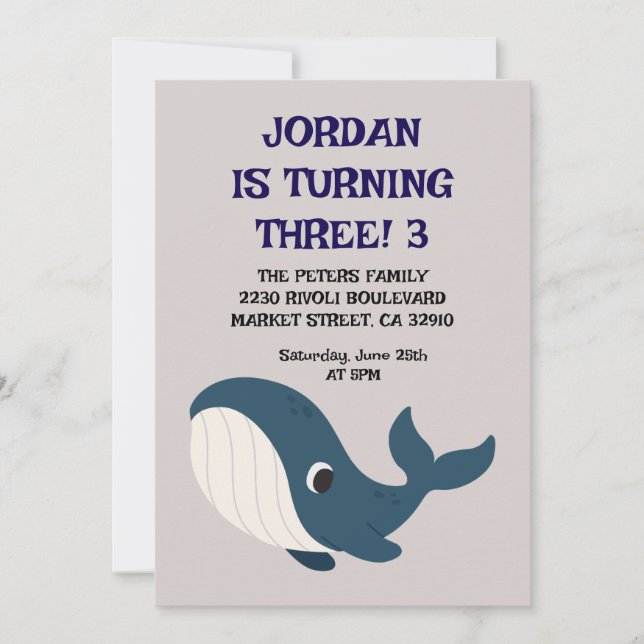 Geburtskarte für die Einladung von Kindern (Vorderseite)