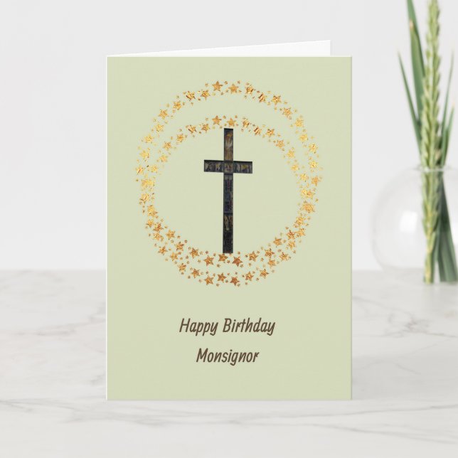 Geburtskarte für Monsignore mit Kreuz Dankeskarte (Vorderseite)