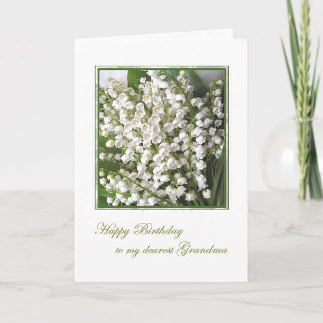 Geburtskarte. Oma. Lily of the Valley Blume Karte (Vorderseite)