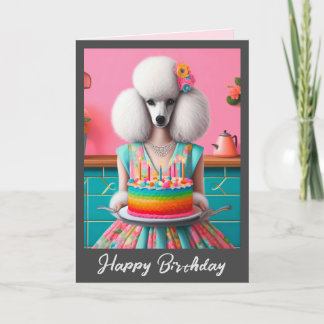 Geburtskarte | Poodle Dog Birthday Cake 7 Kerzen Karte