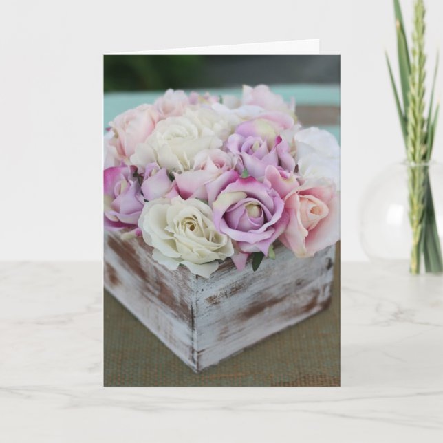 Geburtskarte - Shabby Chic-Rose Karte (Vorderseite)