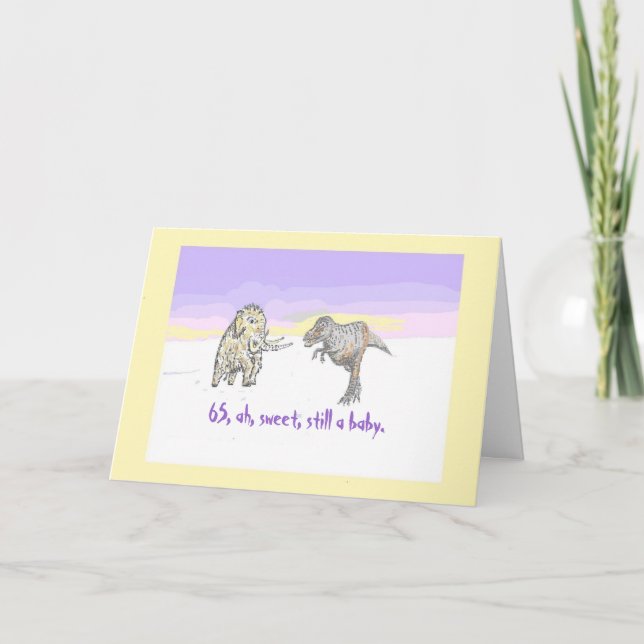 Geburtskarte von Wooly Mammoth und Dinosaur Karte (Vorderseite)