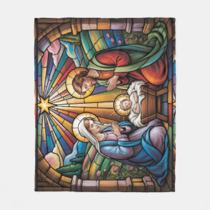 Geburtskirche-Buntglas-Kunst – Heiligabend der Hei Fleecedecke