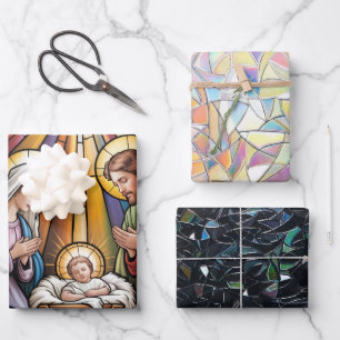 Geburtskirche-Buntglas-Kunst – Heiligabend der Hei Geschenkpapier Set