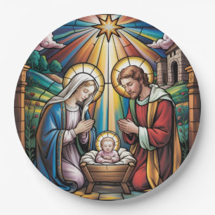 Geburtskirche-Buntglas-Kunst – Heiligabend der Hei Pappteller