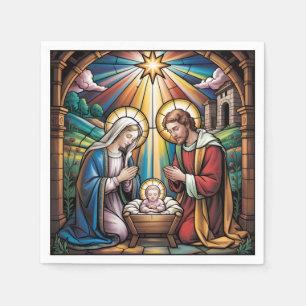 Geburtskirche-Buntglas-Kunst – Heiligabend der Hei Serviette