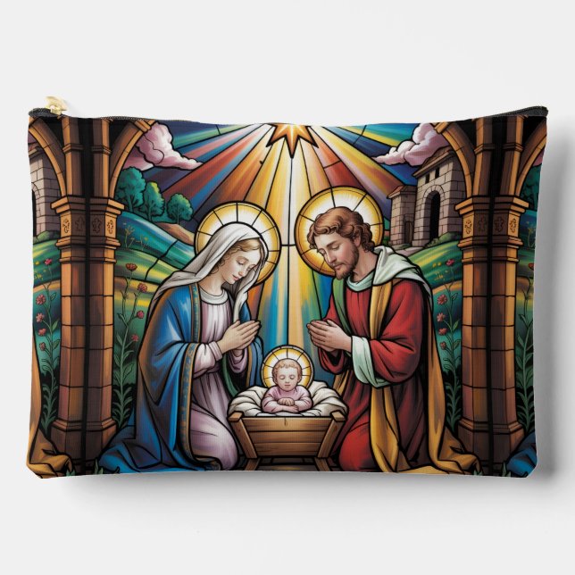 Geburtskirche-Buntglas-Kunst – Heiligabend der Hei Zubehörtasche (Vorderseite)