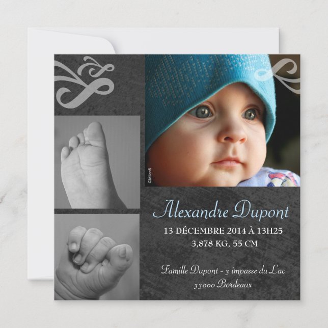 Geburtsmeldung Junge Ankündigung (Vorderseite)