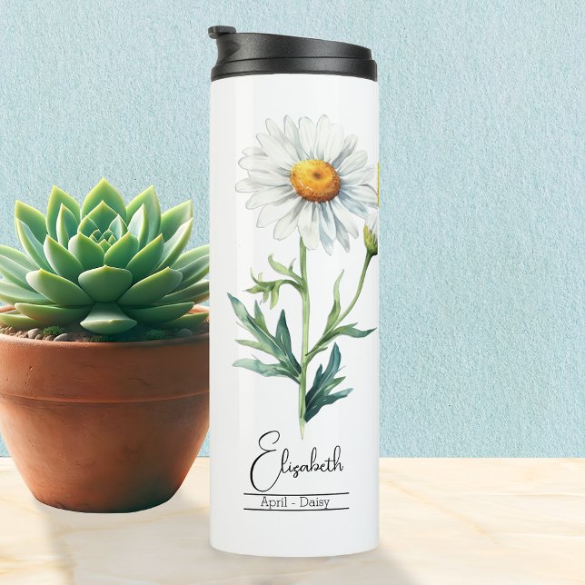 Geburtsmonat Blume April Daisy Thermal Tumbler Thermosbecher (Von Creator hochgeladen)