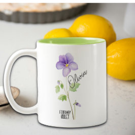 Geburtsmonat Blume Februar Violet Name Zweifarbige Tasse