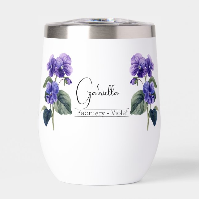 Geburtsmonat Blume Februar Violet Wine Tumbler (Vorderseite)