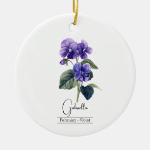 Geburtsmonat Blume Febuary Violet Keramik Ornament