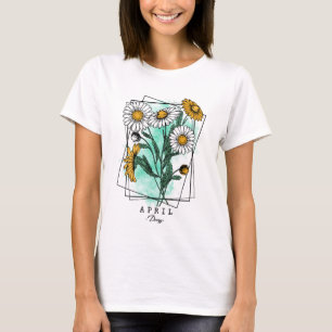 Geburtsmonat Blume Geboren im April Daisy Blume T-Shirt