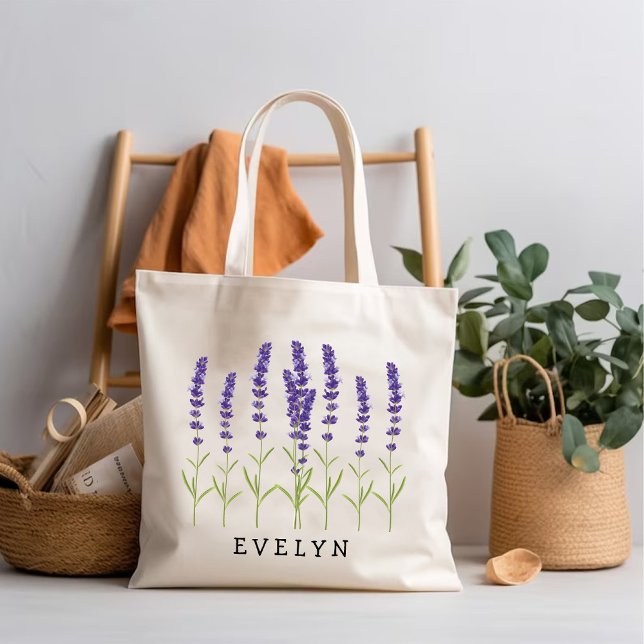 Geburtsmonat Blume / Mama Geburtstag Tragetasche (Lavender Birth month flower / Mom Birthday Tote Bag)