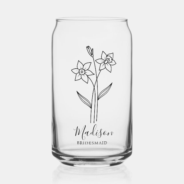 Geburtsmonat Blume März Daffodil Bridesmaid Dosenglas (Vorderseite)