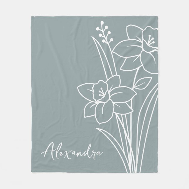 Geburtsmonat Blume, März Kalligraphie Name Fleecedecke (Vorderseite)