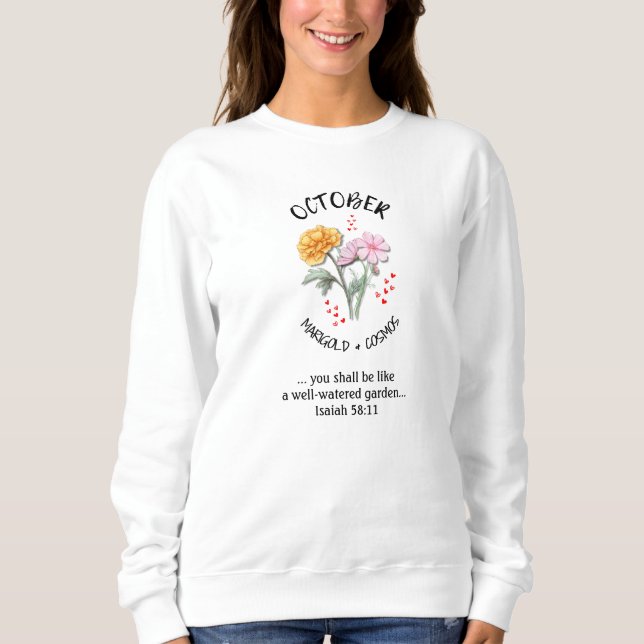 Geburtsmonat Blume OKTOBER Christlich Sweatshirt (Vorderseite)