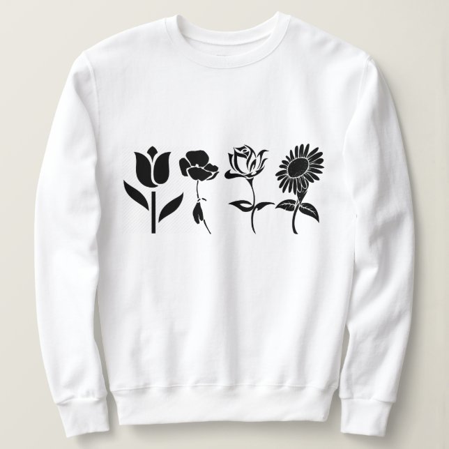 Geburtsmonat Blume Schwarzweiß Sweatshirt (Design vorne)