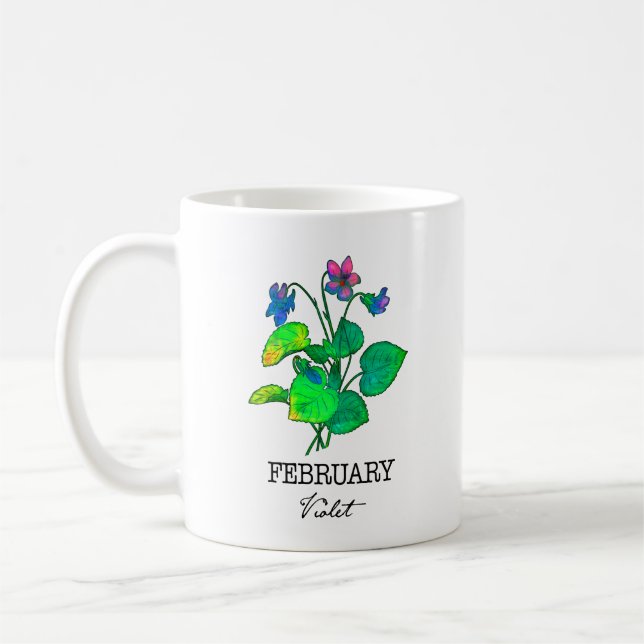 Geburtsmonat Februar Violet Kaffeetasse (Links)