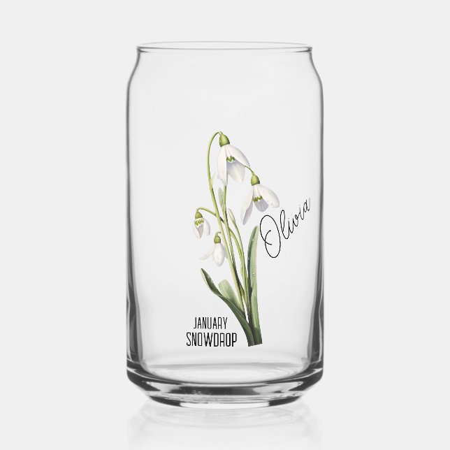 Geburtsmonat Januar Snowdrop Name Dosenglas (Vorderseite)