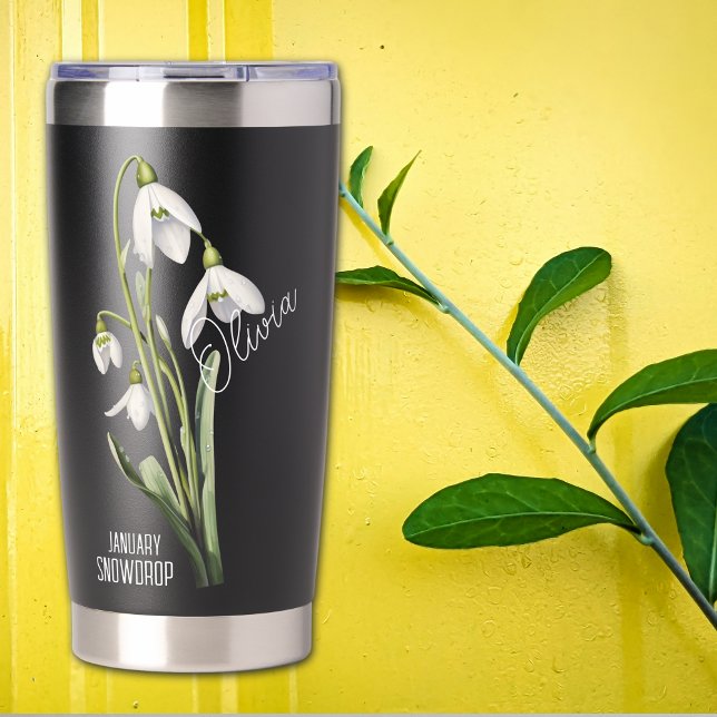 Geburtsmonat Januar Snowdrop Name Thermobecher (Von Creator hochgeladen)