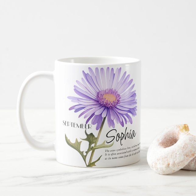Geburtsmonat. September Blume Personalisiert Kaffeetasse (Mit Donut)