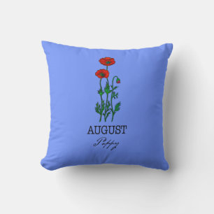 Geburtsmonatsblume August Mohn Kissen