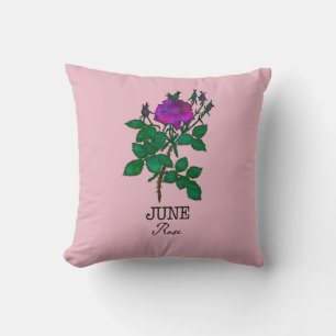 Geburtsmonatsblume Juni Rose Kissen
