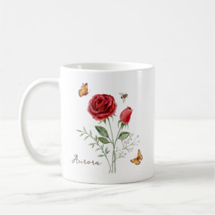 Geburtsmonatsblume Rose Kaffeetasse
