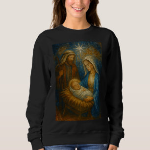 Geburtsmosaik aus Buntglas Heilige Familie Sweatshirt