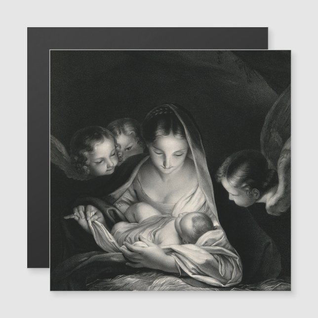 Geburtsmutter Mary Angels Baby Jesus Magnetic Magnetkarte (Vorne/Hinten)