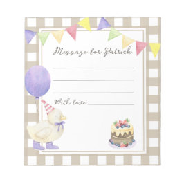 Geburtsnachricht der Ente Notizblock