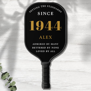 Geburtsname 1944 Black Gold Elegant Chic Pickleball Schläger