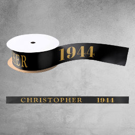 Geburtsname 1944 Black Gold Elegant Chic Satinband