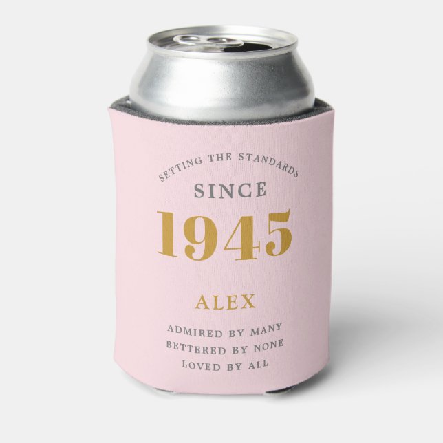 Geburtsname 1945 Rosa Gray Elegant Chic Dosenkühler (Kanne Rückseite)